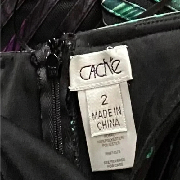 CACHE | Multicolor Sweetheart Spaghetti Strap Mesh Overlay Mini Dress Size 2 - Picture 11 of 12